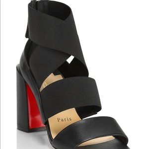 Brand New Christian Louboutin Elasticized Black Leather Heels
